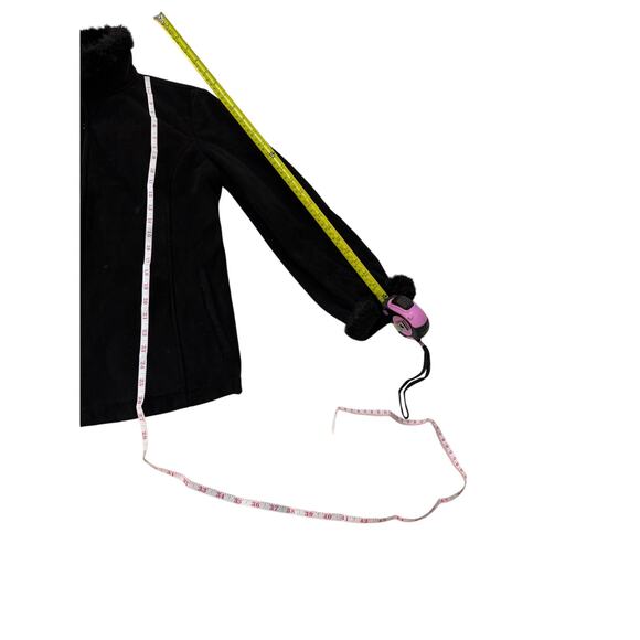 Black Faux Fur Zip Front Jacket - Picture 4 of 4